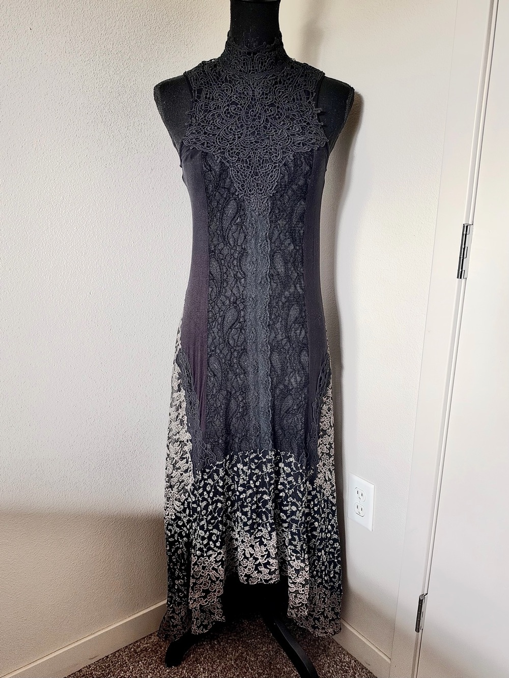 RARE EXC • Free People X Ornate Lace Flower Semi-sheer Slip Dress •